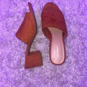 Burnt Orange Mule Suede Block Heels